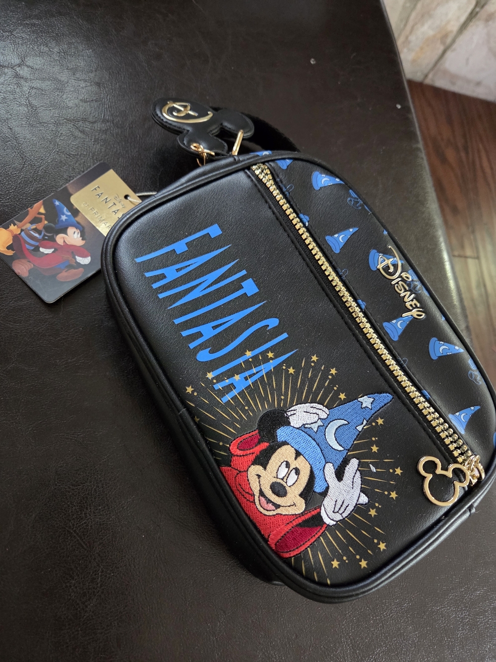Primark Black Crossbody Bag with Blue Fantasia Accents